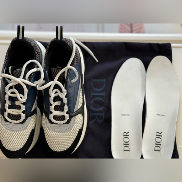 DIOR B22 Reflective sneakers “white & Blue” MEN, size 9 Preowned NO BOX - Picture 6 of 6